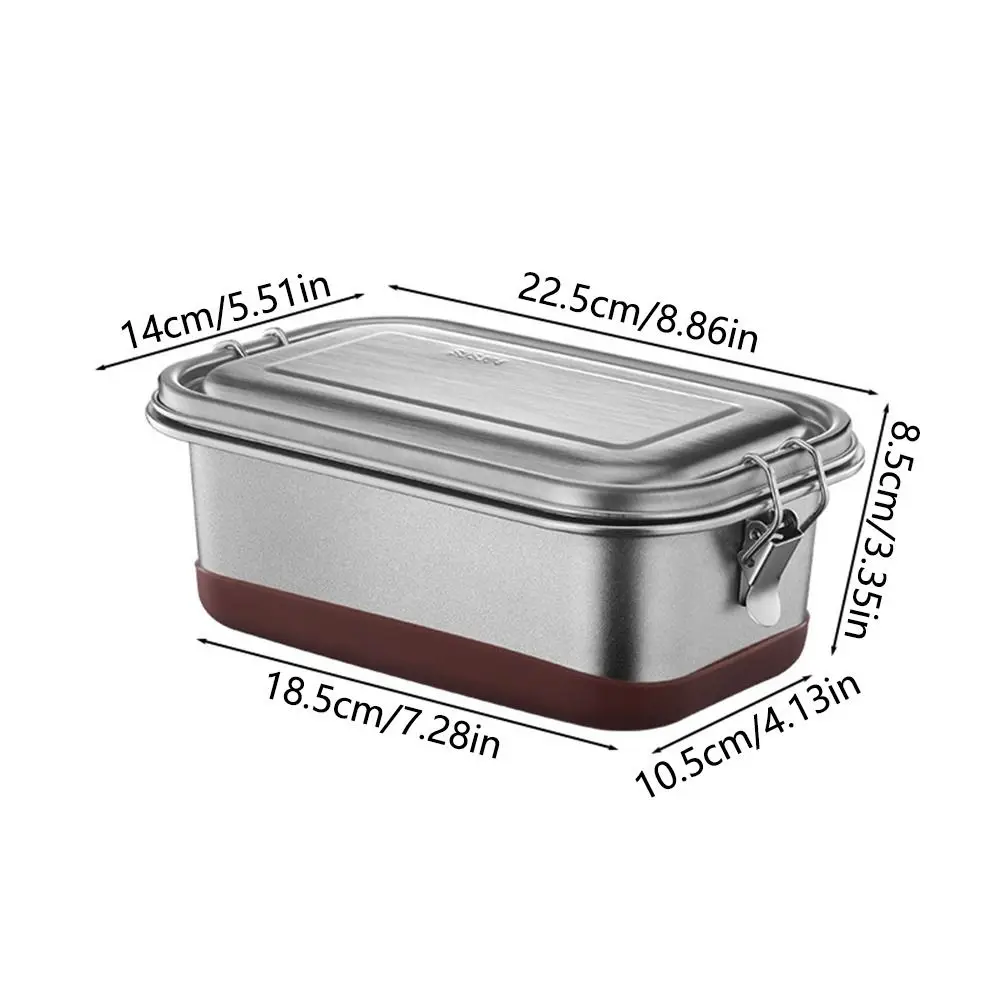 Sealed Stainless Steel Lunch Box Double Layer Divided Grids Food Storage Container Non-slip Leak-proof Portable Lunchbox