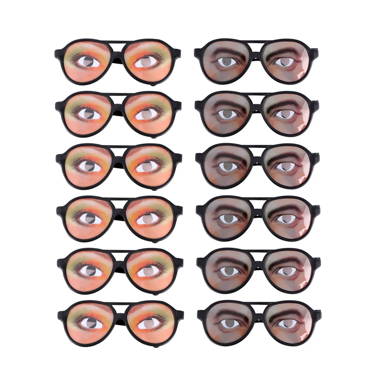 

12Pcs Party Halloween Glasses Plastic Funny Big Frame Eyeglass Prank Props Funny Glasses Eyeglass