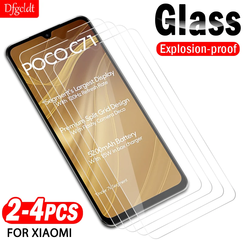 

Защитное стекло HD из 2-4 частей для Xiaomi Poco C71 C75 C65 C61 C55 C51 C50 Защитная пленка для экрана Poco M7 Plus M6 Pro M5 M5s