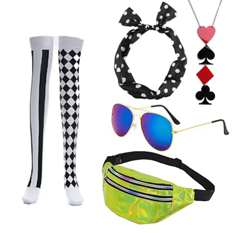 PESENAR Casino Dealer Costume Accessories Set for Women 6 Pcs Halloween Casino Night Las Vegas Game Theme Party Supply