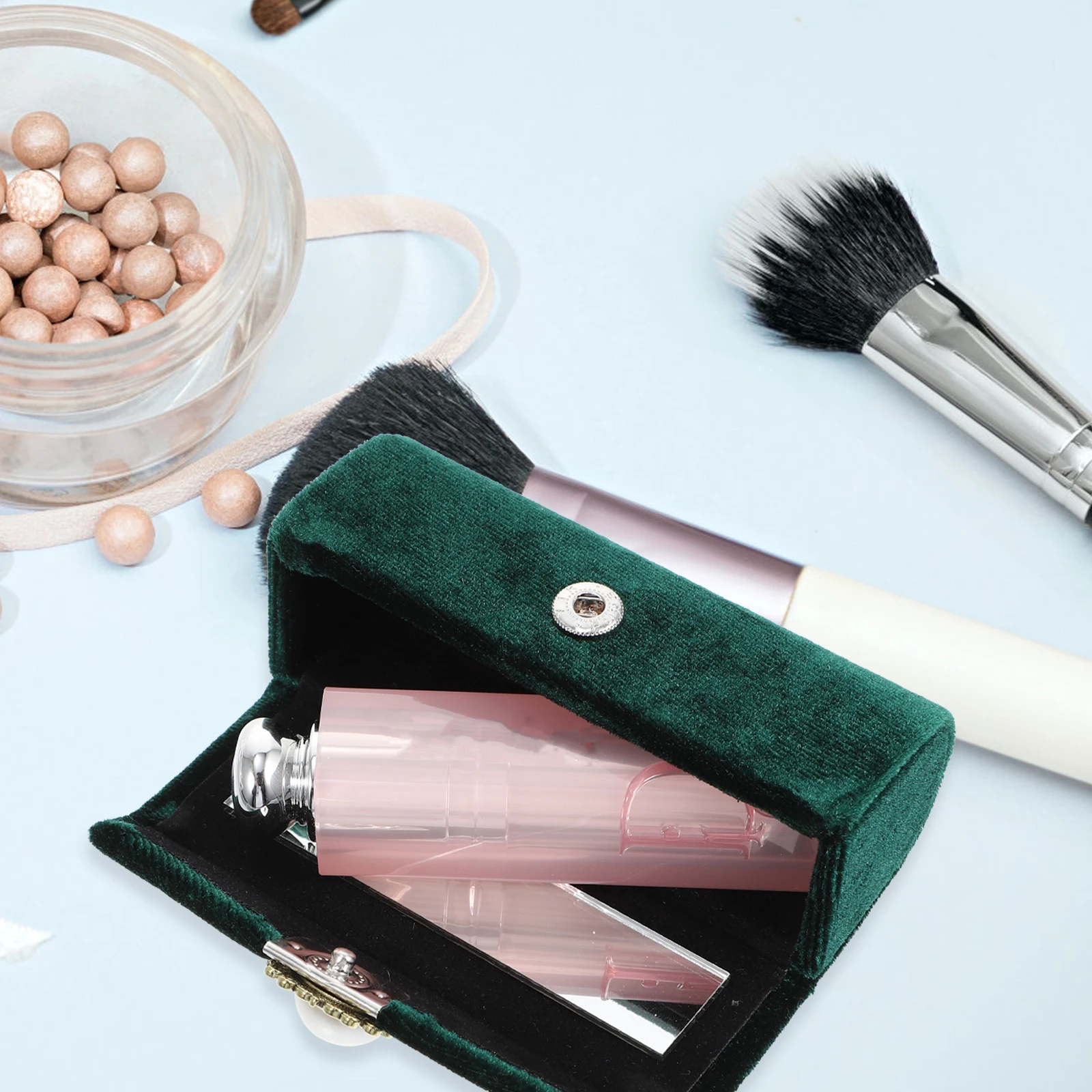 

Lipstick Box Vintage Holder Mirror Case for Purse Travel Organizer Bag Compact Lightweight Design Daily Carry