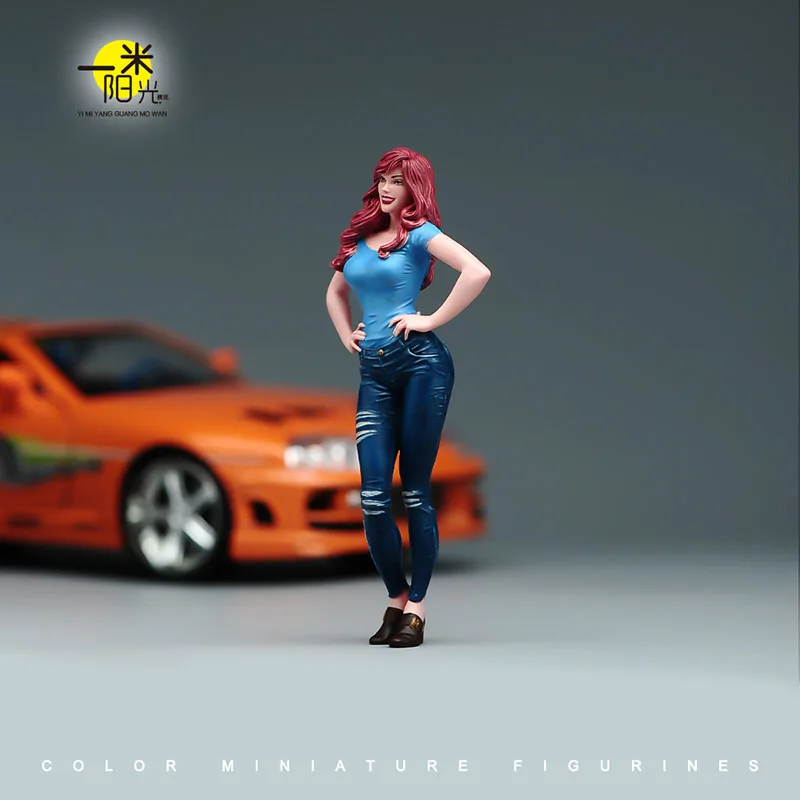 رسمت الوجه 1/18 1/24 أحمر طويل الشعر الجمال الدائمة نموذج لجسم ديوراما مصغرة مدينة شارع المشهد عرض التصوير الدعائم #6