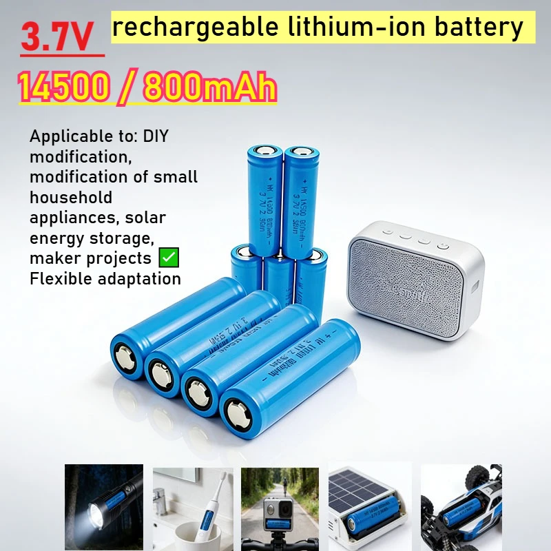 14500 800mAh 3.7V Rechargeable Li-ion Battery for LED Flashlight Headlight Flashlight Medical Equipment DIY Modification