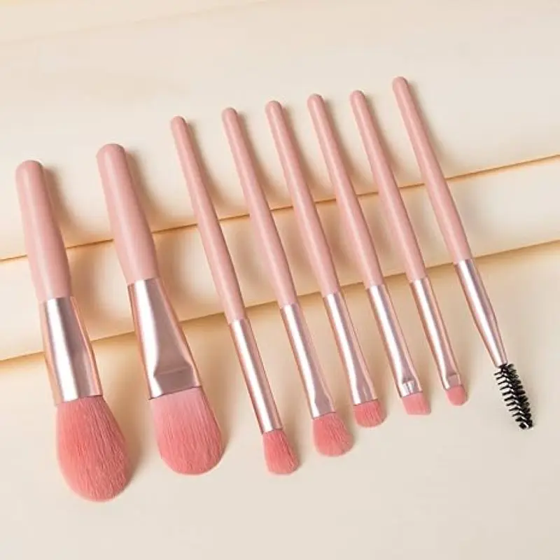 8PCS Mini Makeup Brush Set Foundation Blush Highlighter Eyeshadow Soft Fluffy Concealer Kabuki Blending Brush Female Beauty Tool