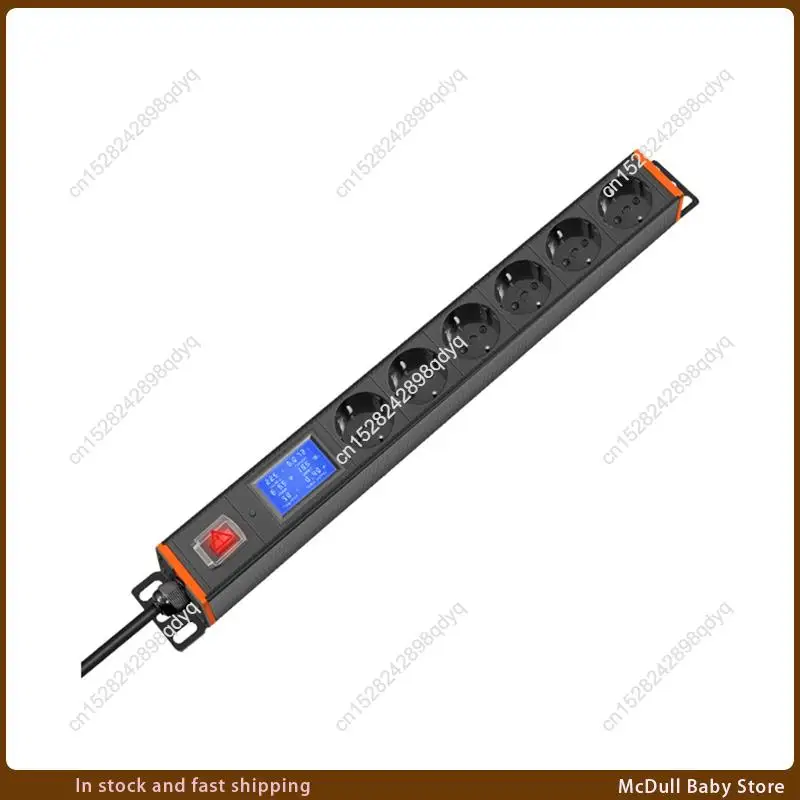 

ABJA-European Standard 6-Socket Power Strip With Digital Voltage Display Readout For Network Racks And Cabinets EU Plug