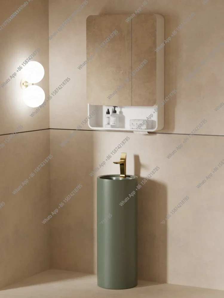 WX Ceramic Small Column Basin Column Outdoor Column Wash Basin Integrated Floor Cylindrical Wash Basin Pool