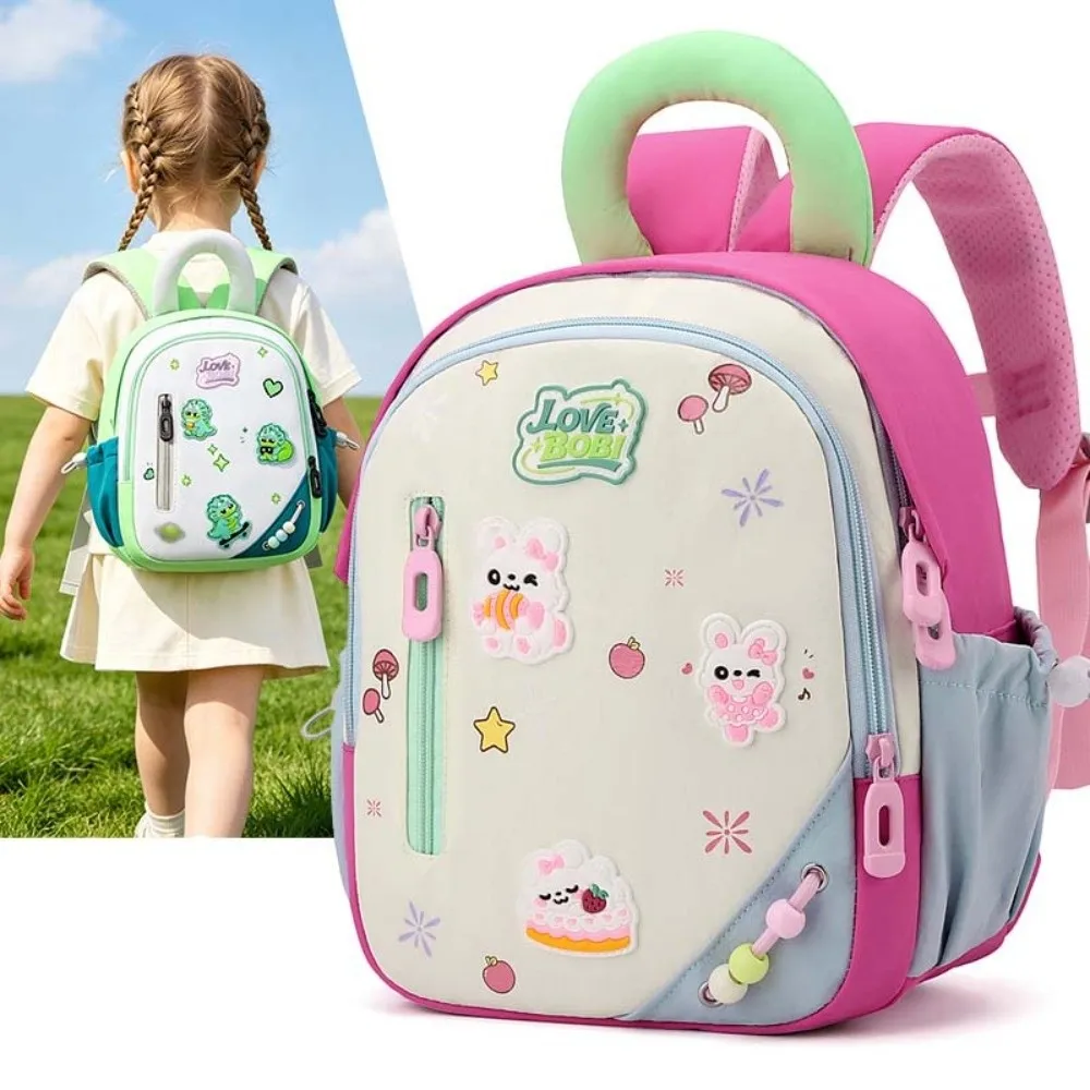 Large Capacity Dopamine Kids Backpack Animals Waterproof Color Block Backpack Reflective Strip Weight-reducing