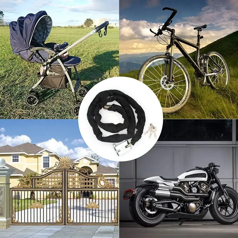 Heavy Duty Motorcycle Chain Lock, Anti Drill Scratch Resistant Portable Security Key Lock for Bike Scooter - view 6
