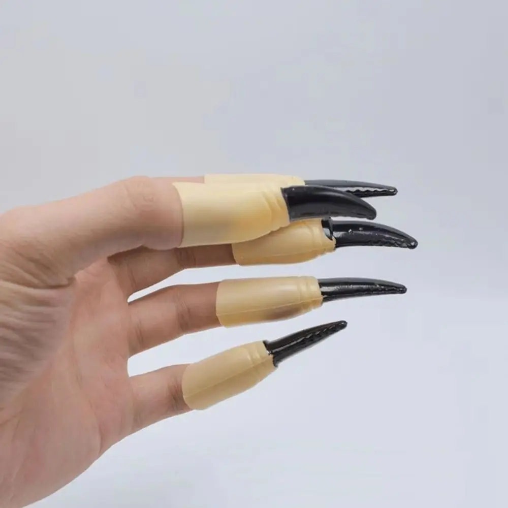 10Pcs/Set Luminous False Nail Covers Plastic Long Shape Glowing Nail Covers Red Black Scary Witch Nails Masquerade Ball