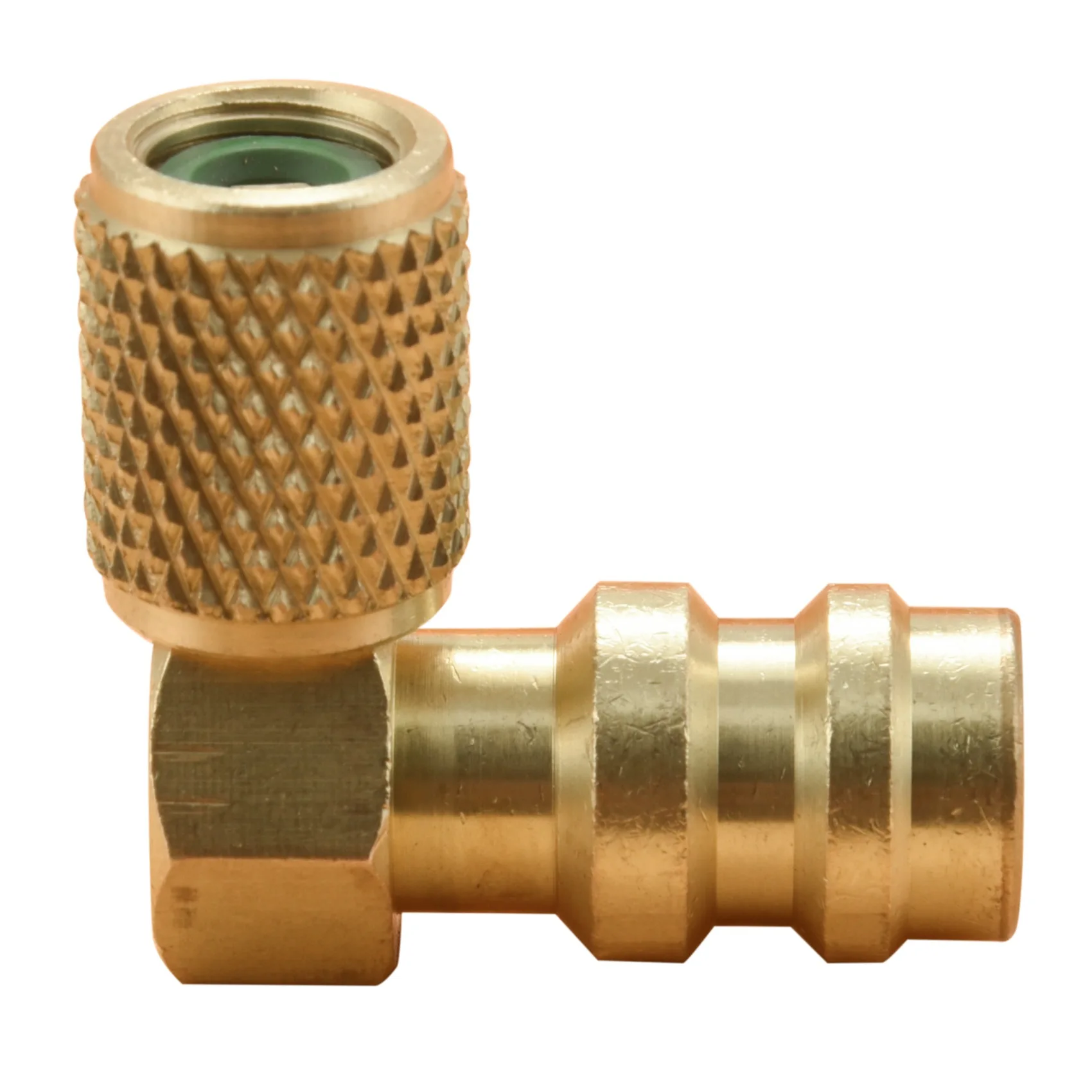 A33Z-R12 To R134 A High/Low AC Fitting Port Retrofit Conversion Adapter, Quick Coupler Valve A/C 90 Degree Fitting