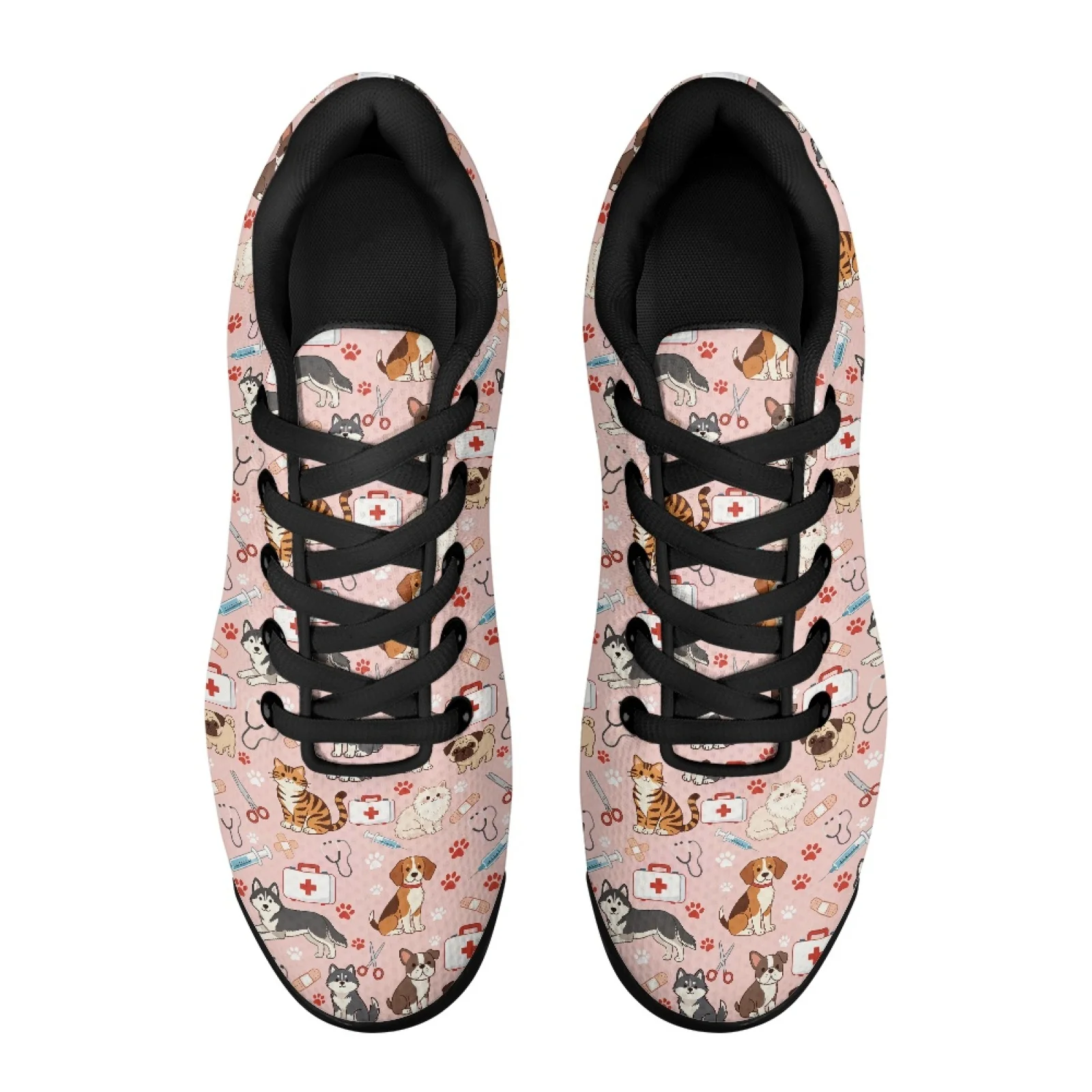 PENSTROLL Vet Cat Dog Print Air Cushion Running Shoes Mesh Walking Shoes Fashion Cross Trainers Shoes for Men