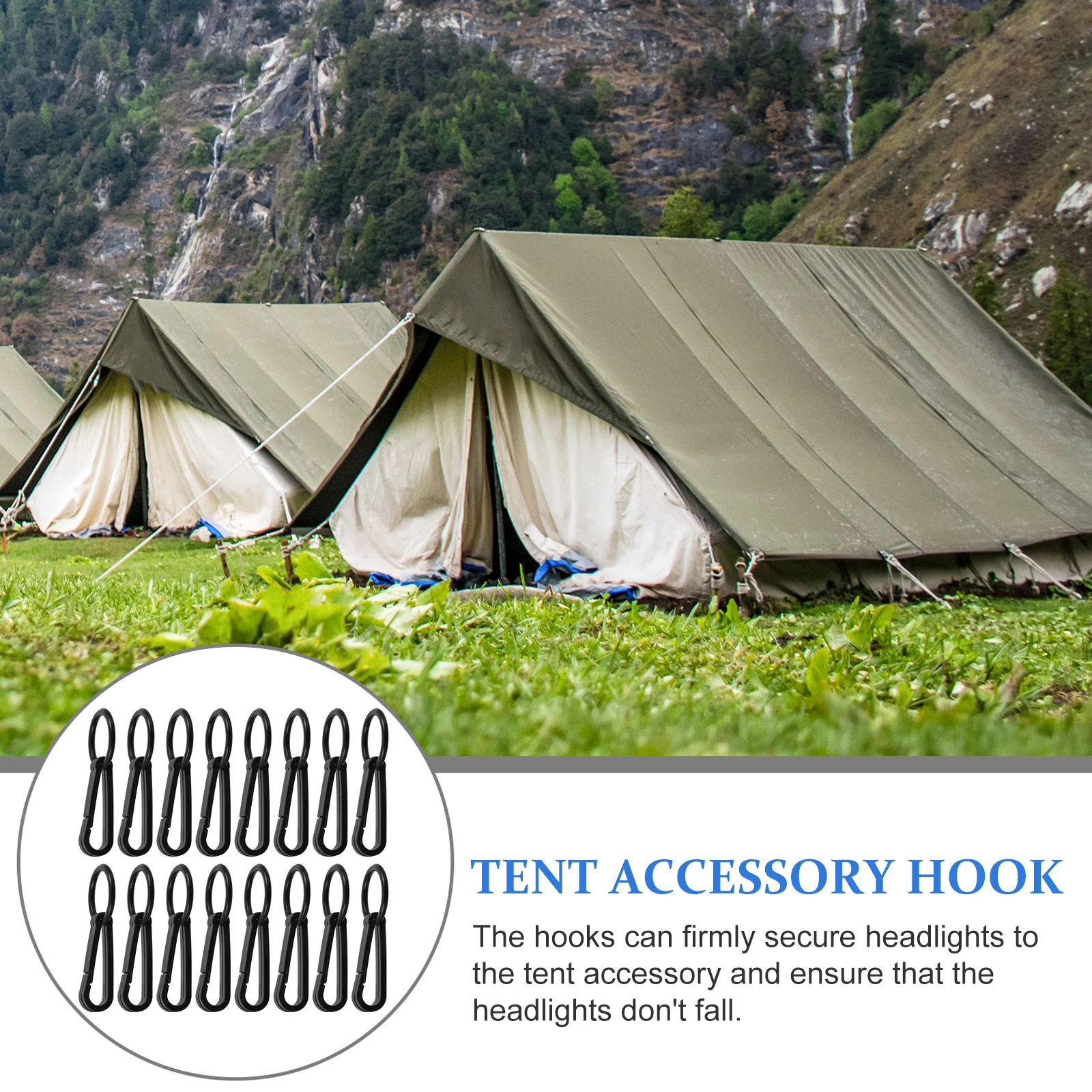 

100pcs Headlamp Black Lightweight Compact Durable Plastic Safety Tent Accessory Tent Accessory Hook For Hardhat Construction