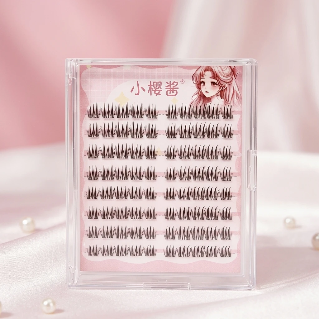 Large Capacity False Lashes Synthetic Fiber For Daily Makeup Natural C Curl Thick Fake Eyelashes Invisible Clear Band 10-15mm