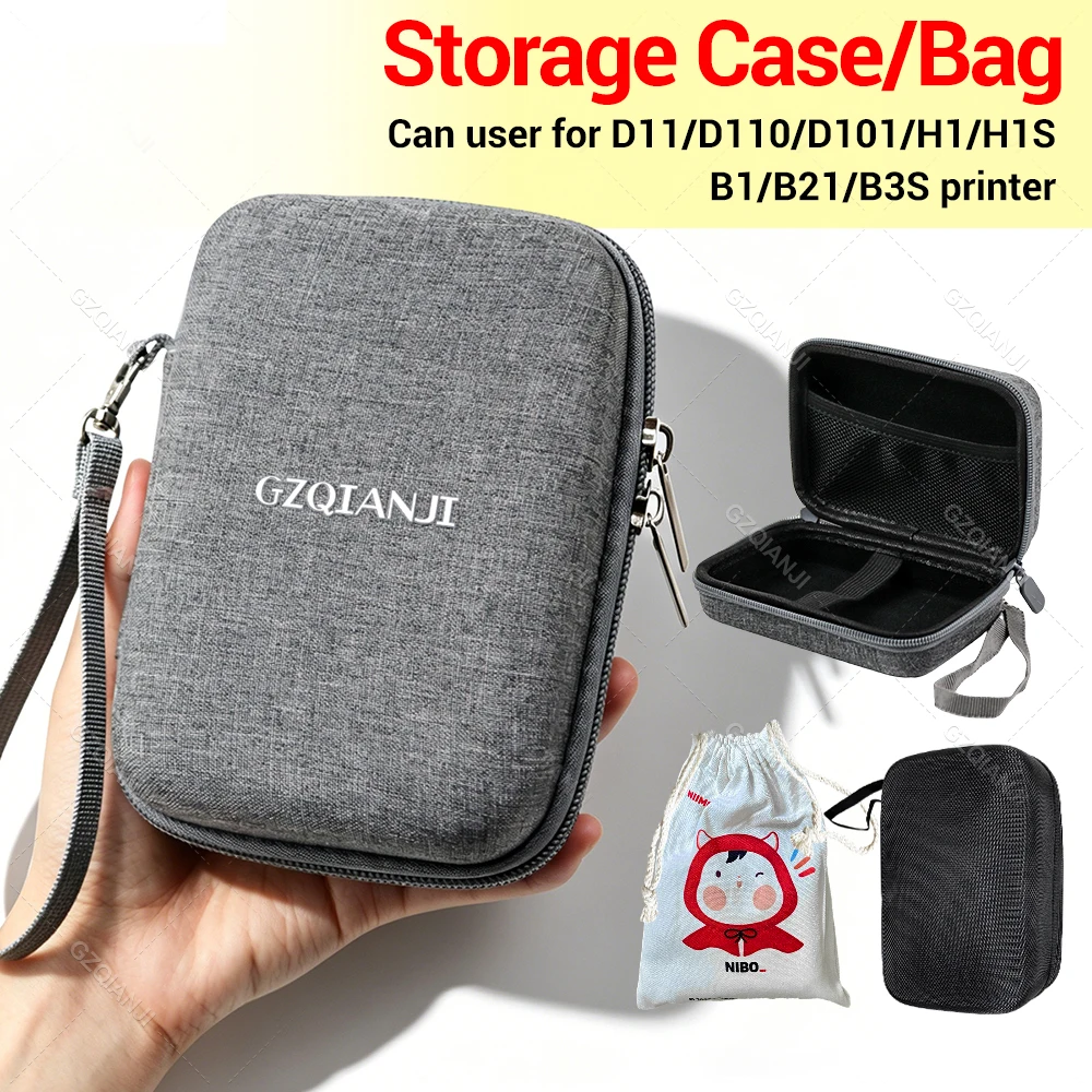 Bag Case Gray Black Color For Niimbot D11 D101 D110 B1 B21 B203 Label Thermal Printer USE Protective Shell
