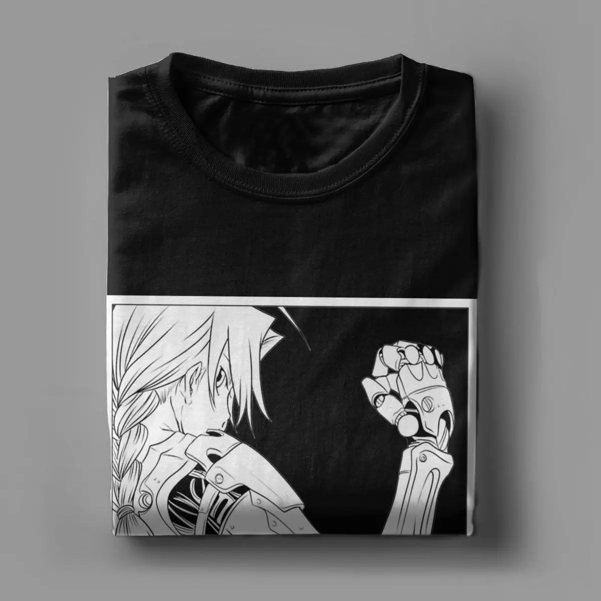 Vintage Fullmetal Alchemist Manga T-Shirt for Men Crewneck Cotton T Shirts Edward Elric Short Sleeve Tee Shirt Big Size Tops