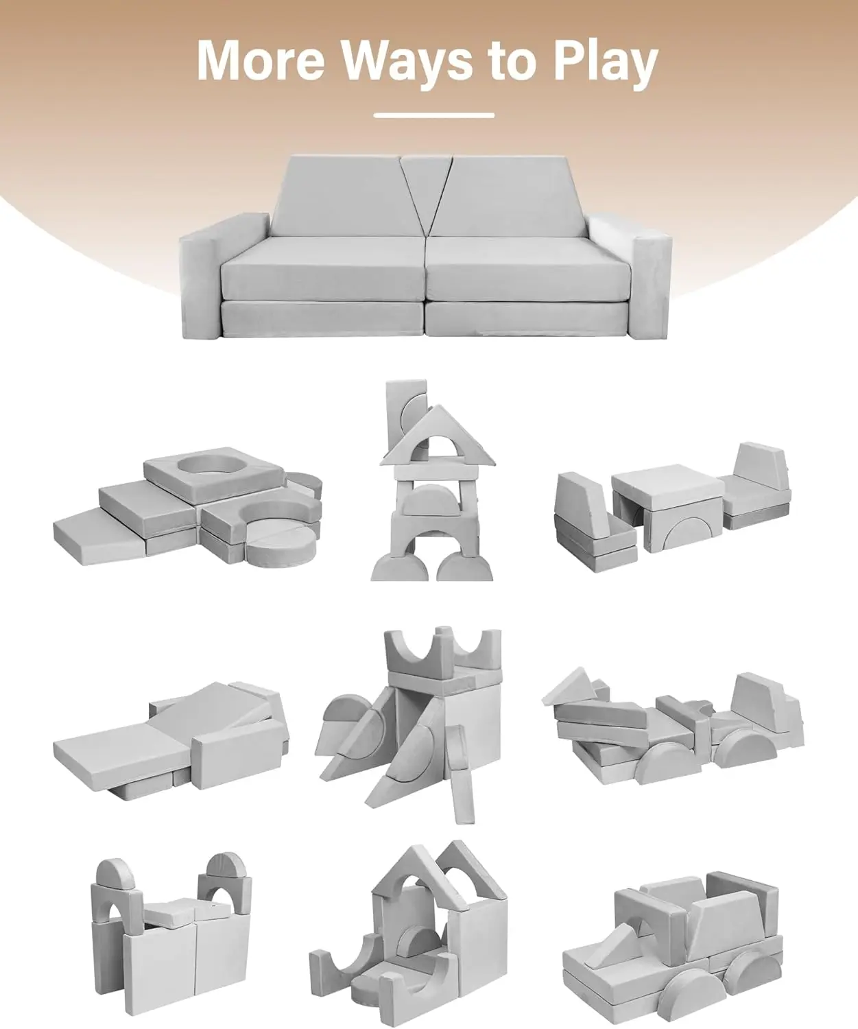 15 stuks grote modulaire speelbank, kinderbank, bank voor speelkamer en slaapkamer, kinderspeelbank speelkamer Fu