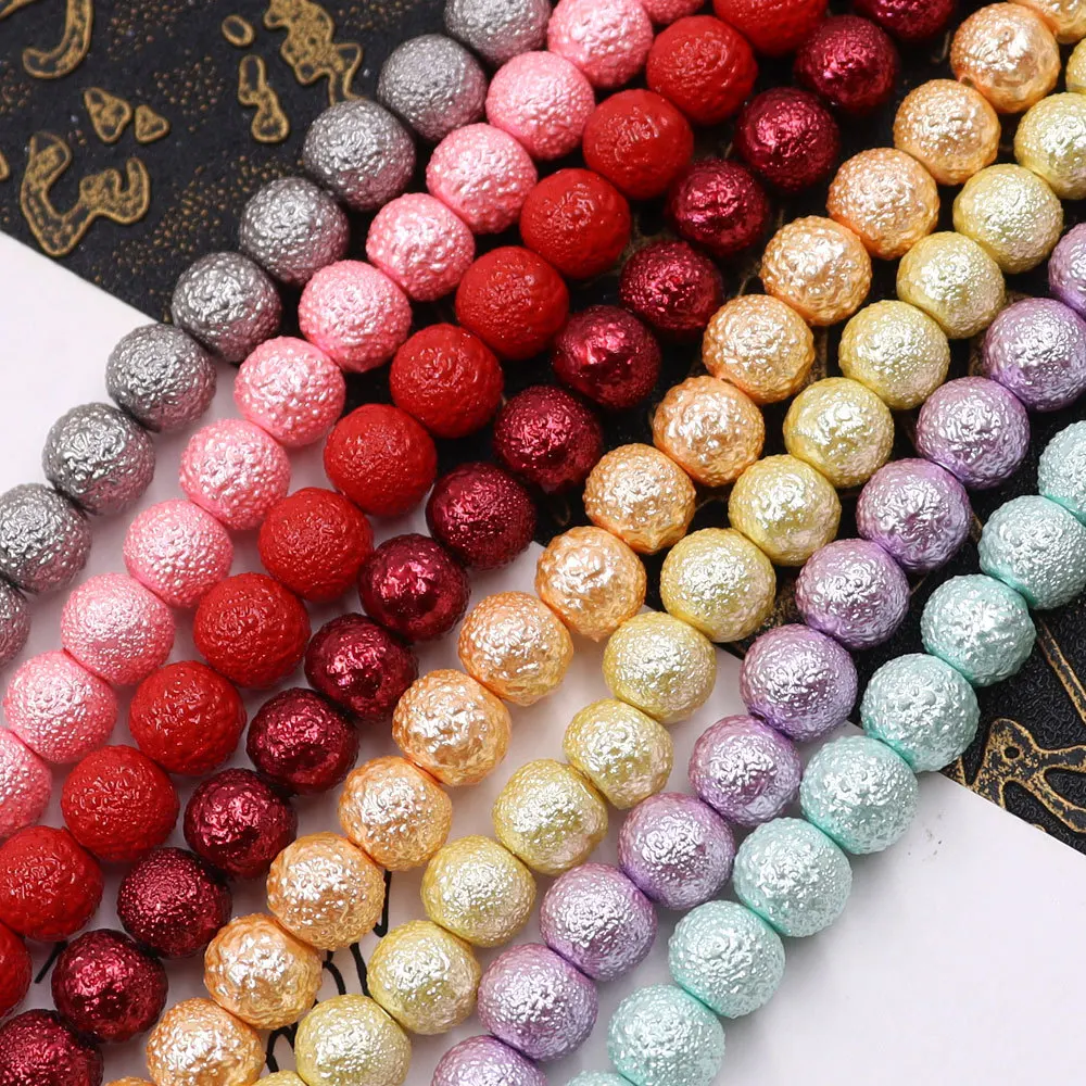 Spot 8mm Imitation Cotton Pearl Wrinkled Bead Wrinkled Skin Bead Bubble Red Glass Jewelry Accessories Wholesale