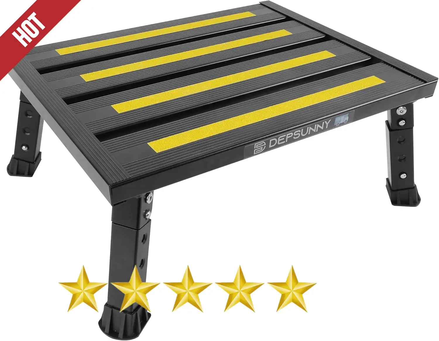 Easy to CarryAdjustable Height Aluminum Step, Stable Foldable Platform Step Stool, Supports Up to 1,000 lb, Non-Slip Rubber Feet