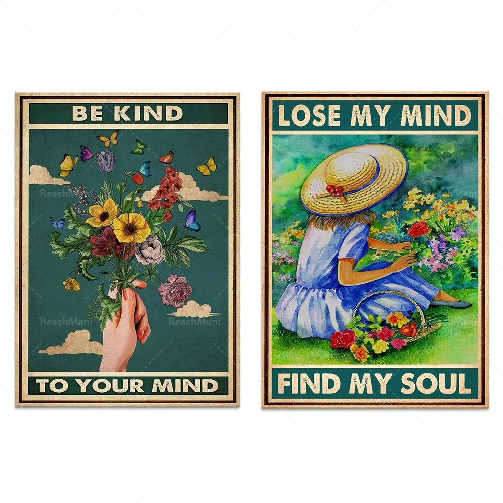 Treat Your Mind, Mental Health Poster, Lose My Mind Find My Soul Retro Poster, Gardener Gardening Retro Poster, Plant Lovers