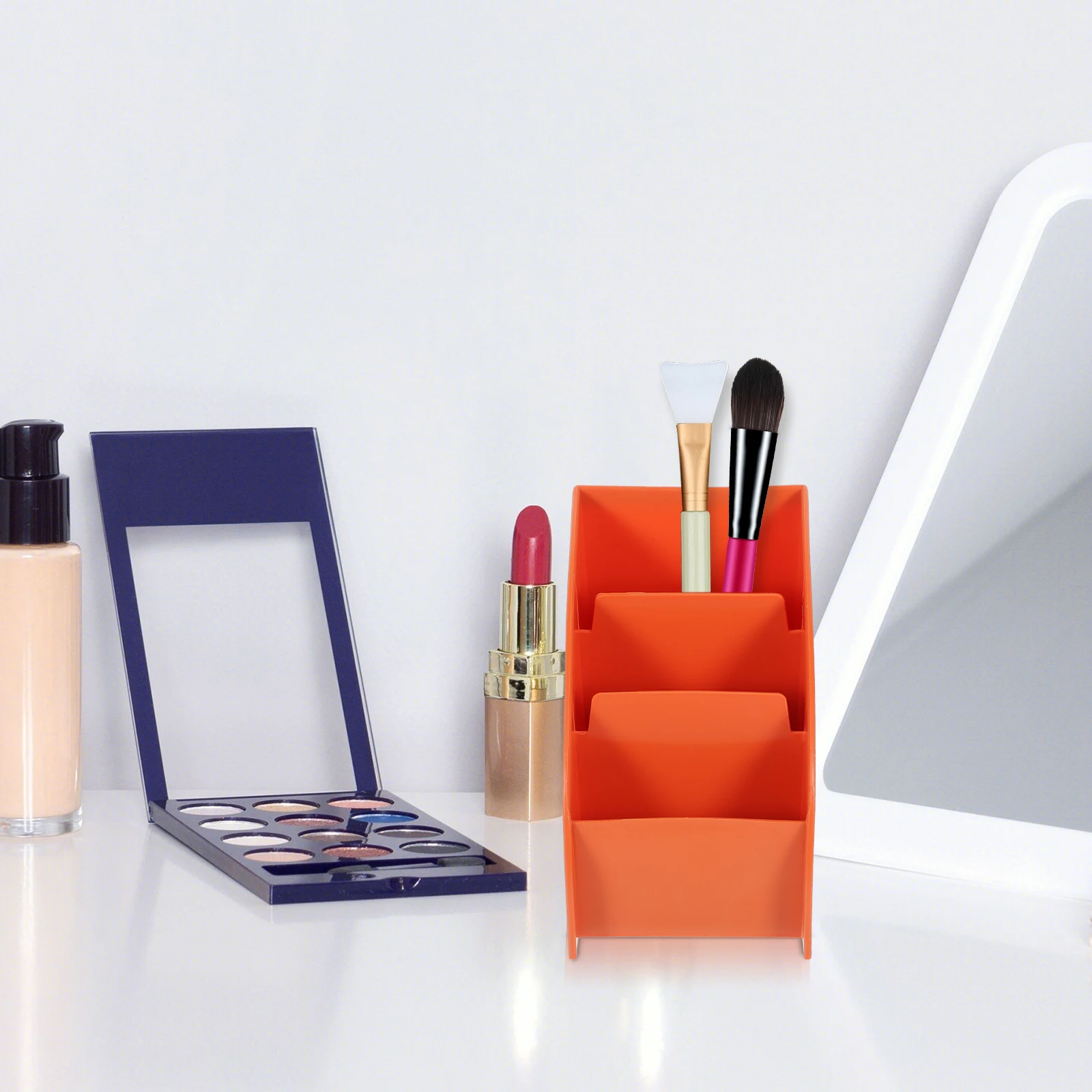 

Organisers Partition Storage Box Office Desk Organizer Grid Makeup Orange Plastic