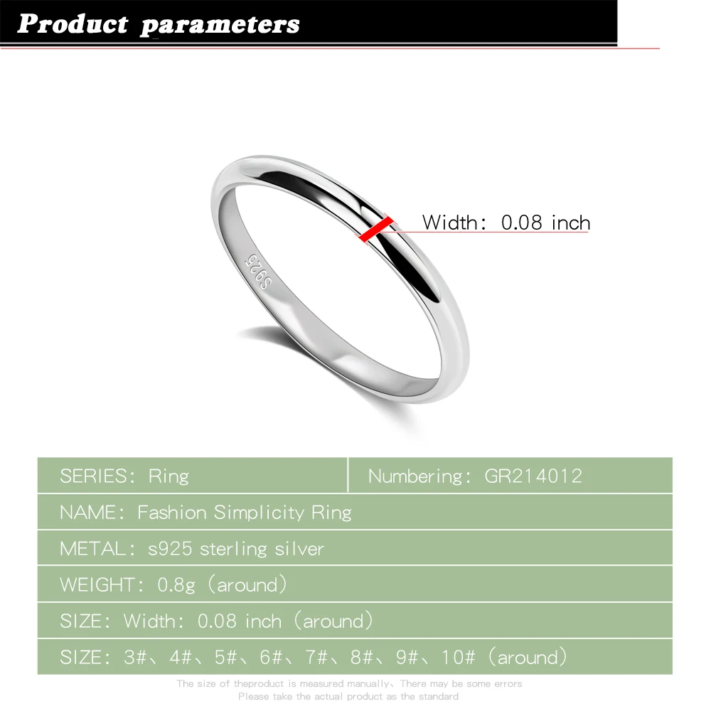 Free Engraving Fashion 100% 925 Sterling Silver Ring Smooth Plain Dome Comfort Wedding Ring For Men & Women Jewelry Gift