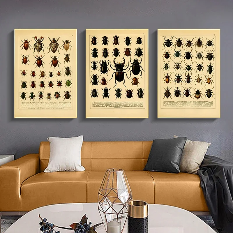 Vintage Pop Art Plant Vegetable Insect Tree Canvas Posters Aesthetics Art Room Wall Decoration Living Bedroom Bar Cafe Picture