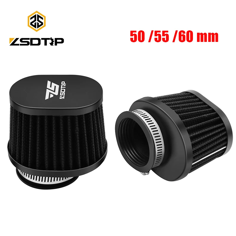 ZSDTRP 2pcs Motorcycle Air Filters 60mm 55mm 50mm Universal for Motorbike Cold Air Intake High Flow Washable Filter