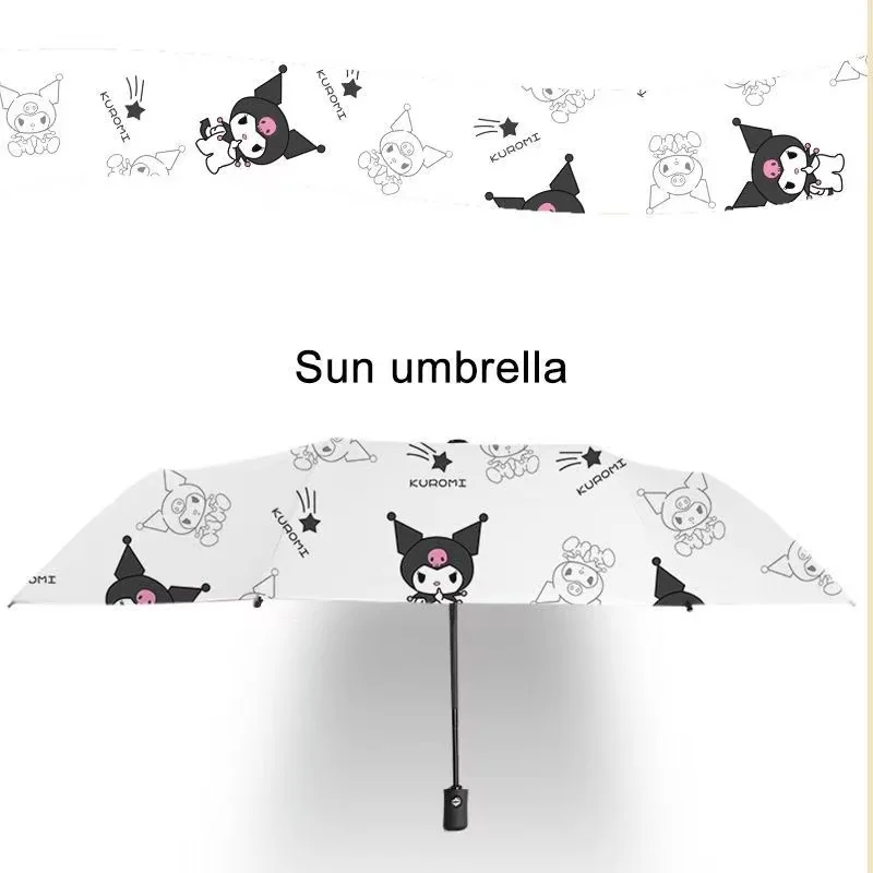 Sanrio Series Kuromi Automatischer manueller Regenschirm mit doppeltem Verwendungszweck, zusammenklappbarer Sonnenschutz, UV-Schutz