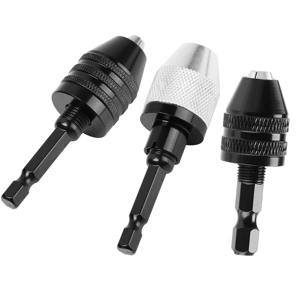 ABIS-3PCS 1/4 Inch Hex Shank Keyless Drill Chuck Quick Change Adapter Converter Impact Drills Bits, Electric Tool Accessories