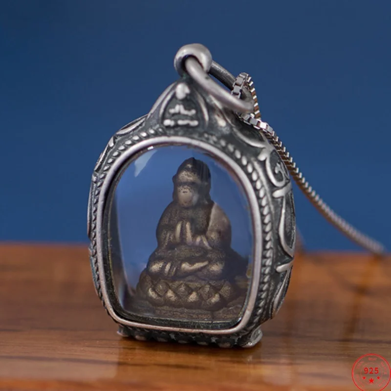 

BOCAI S925 Sterling Silver Pendants for Women Men New Fashion 3D Tibetan Buddha Without Phase Amulet Jewelry Free Shipping