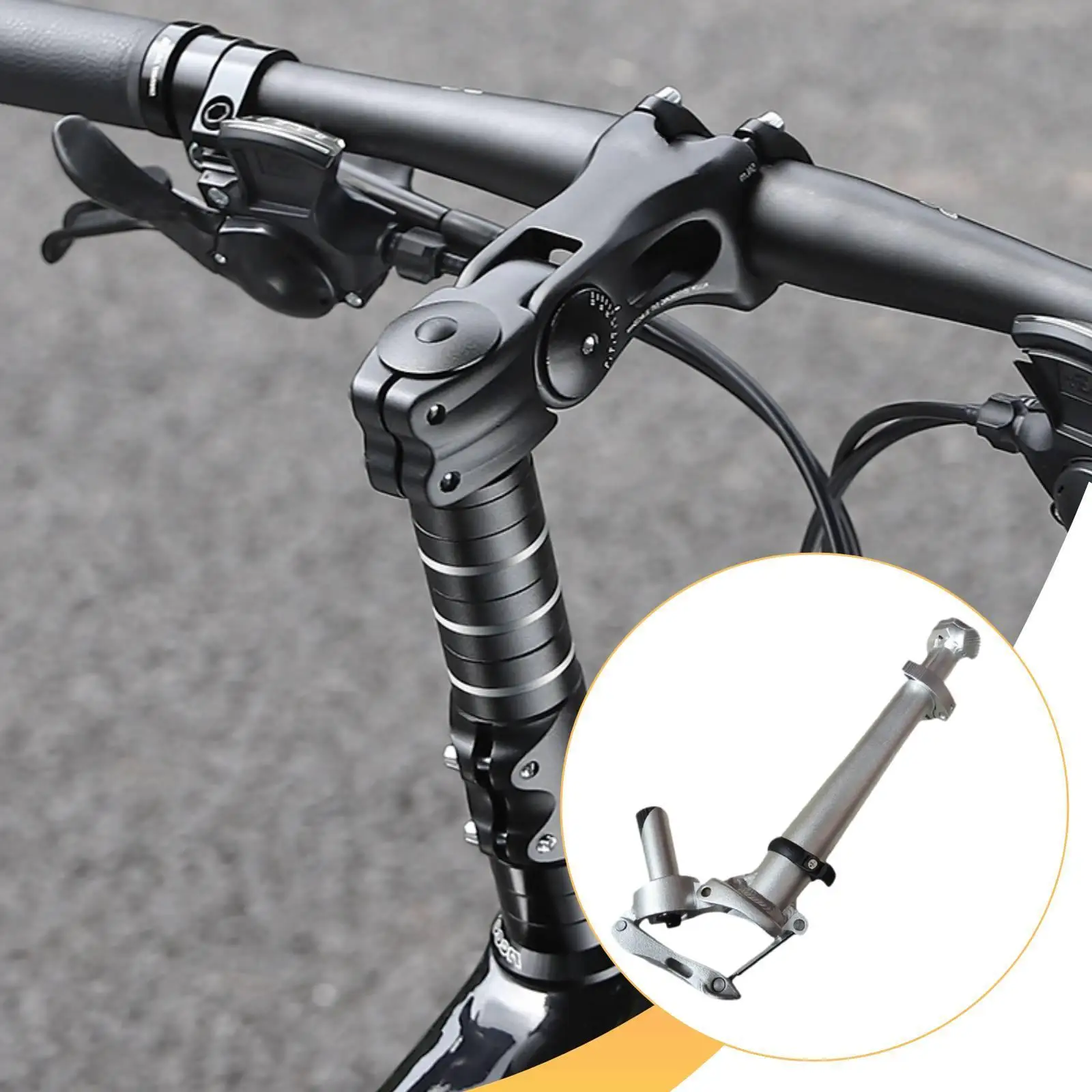 Foldable Bike Handlebar Stem Aluminum Left Fold 25.4mm Clamp Steering Column Upgrade for City Bicycles