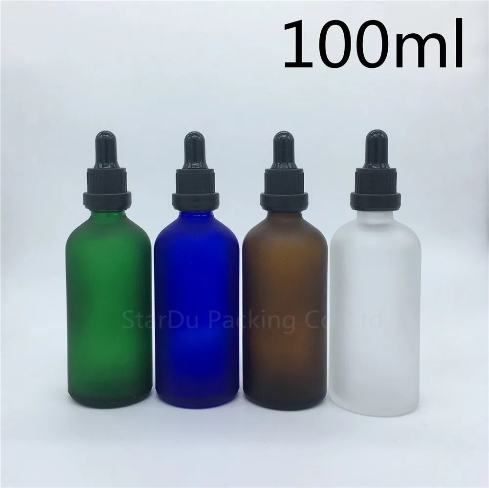 10pcs Travel Bottle 100ml Amber Green Blue Transparent Frosted Glass Essential Oil bottle, Tamper Evident Dropper Bottle