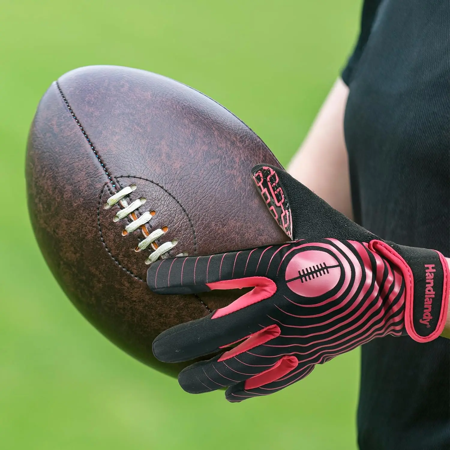 HANDLANDY Youth Rugby Gloves, Sticky Wide Receiver Gloves for Kids, Anti-slip American football gloves