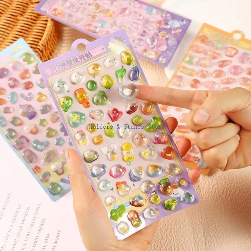 Y4UE Random Stereoscopic Sweet Cartoon Stickers Reusable for Scrapbooks, Planner, Journals, Laptops, Phone Case Decoration
