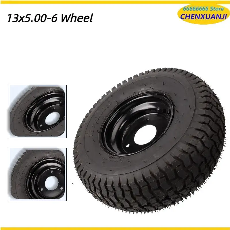 

13x5.00-6 (13/5.00-6) 6in ATV Tire - Heavy Duty Anti Slip Tubeless Vacuum Rubber Tyre with Black Rims for Go Kart