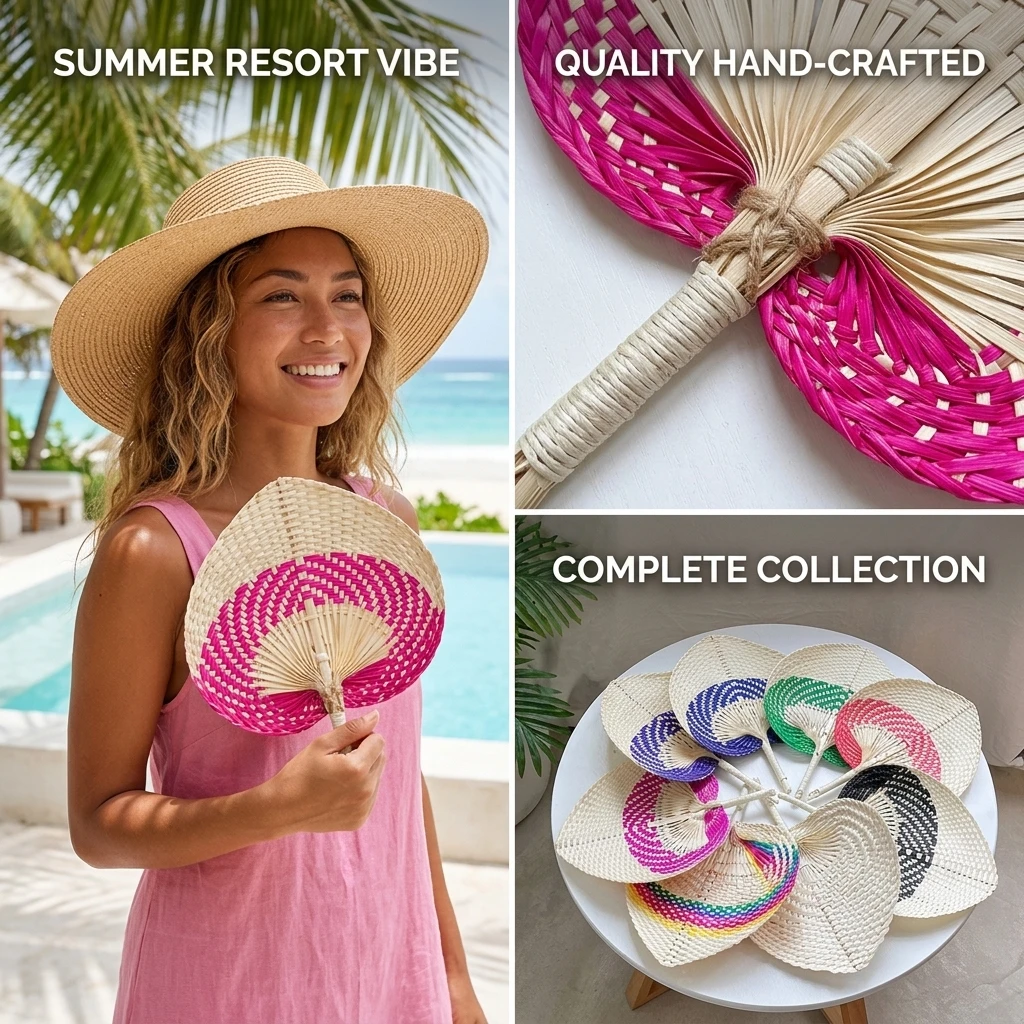 10/20/30Pcs Aesthetic Bamboo Hand Woven Fans Natural Palm Leaf Handheld Fan Boho Wedding Favors Bulk For Summer Beach Guests Par
