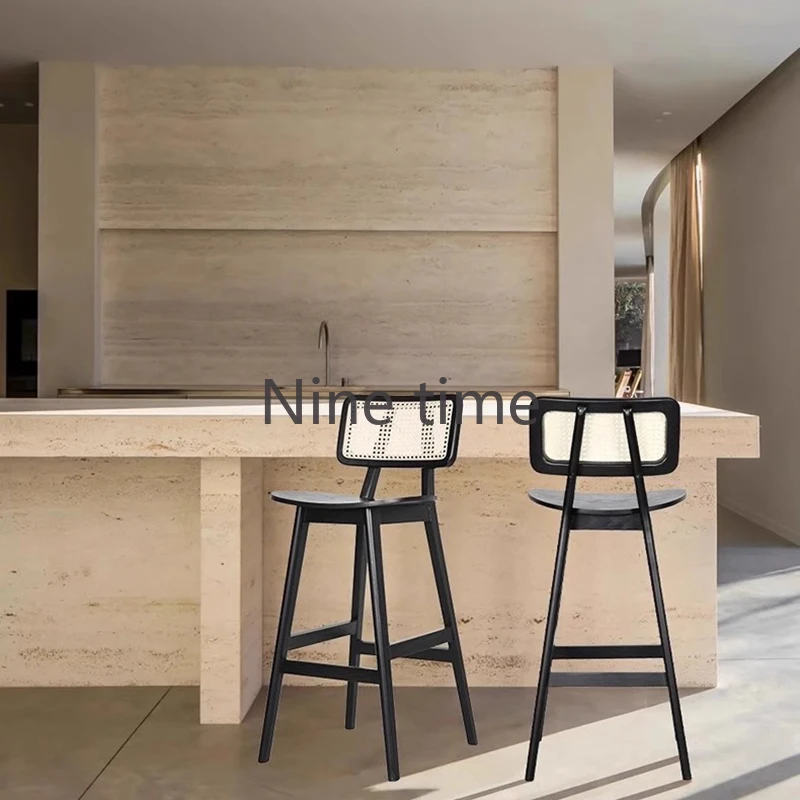 Chairs For Cafeteria Design Luxury High Kitchen Bar Backrest Cafe Ergonomic Home Wooden Salon Nordic Muebles Para Bar Furniture