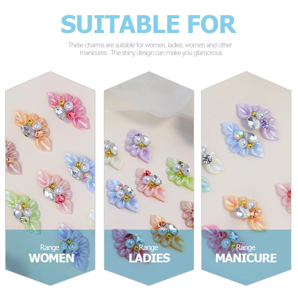 

27Pcs Nail Resin Charms Rhinestones Manicure Decoration Nail Art Supplies 3D Accessories Manicure Flower