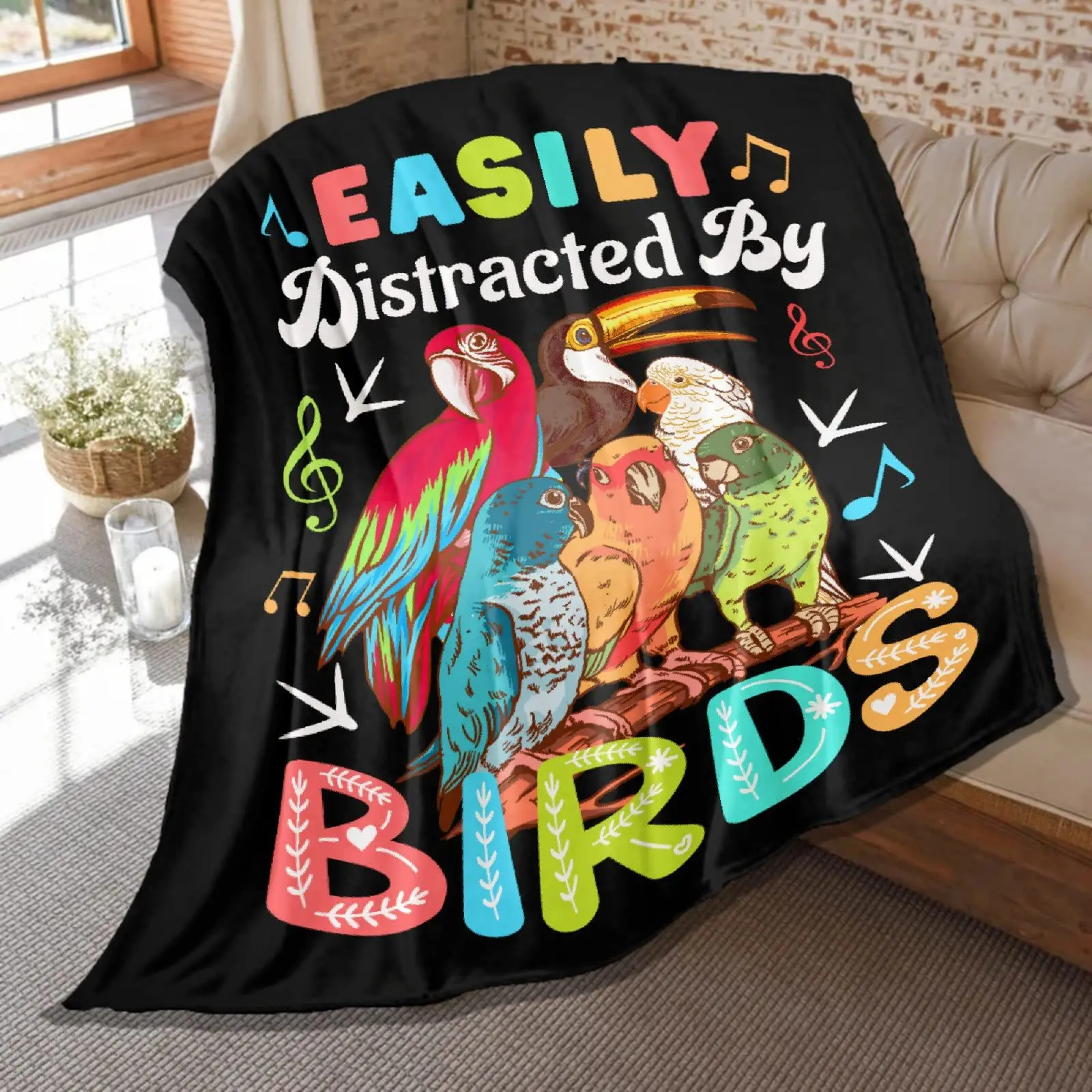 Colored English Parrot digital-printed polyester Bedroom velvet flannel soft sofa cover blanket Fleece soft sofa cover blankets