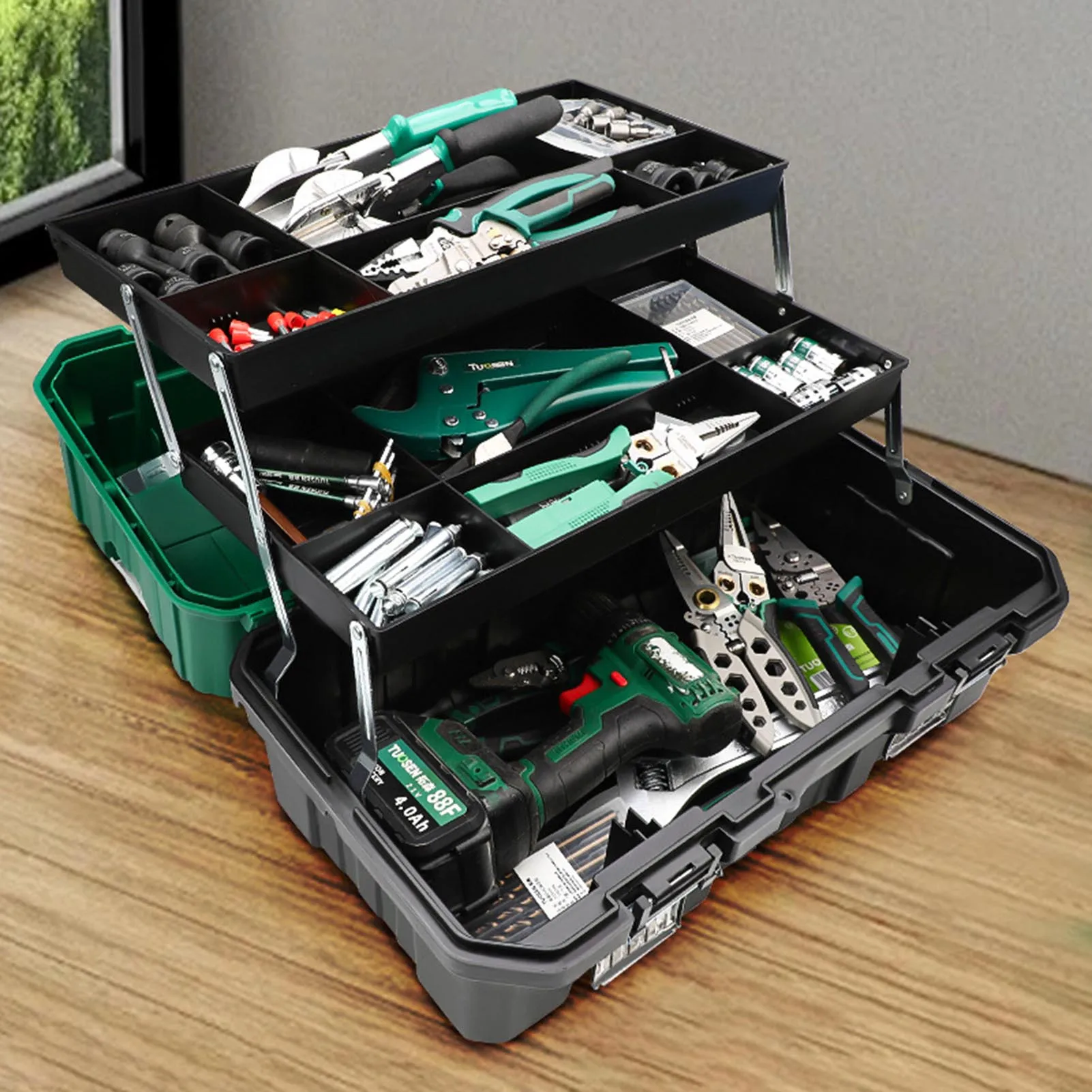 Waterproof Tool Chest Portable Tool Box for Vehicle Repair Maintenance Electrician Hardware Organizer Durable Plastic Case