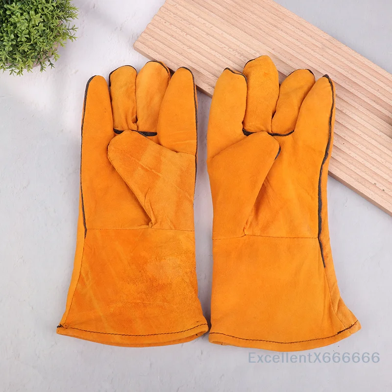 

Leather Welding Work Gloves, 1Pair Flame-Retardant Mechanic Protector Gloves for Metal Welding