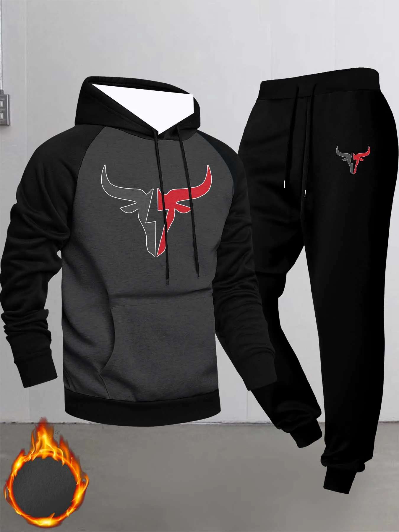 

2025-26Autumn/Winter New Y2K Sports Set Hoodie Animal Cow Print Men's Fashion Super Large Comfortable Daily Street Two Piece Set