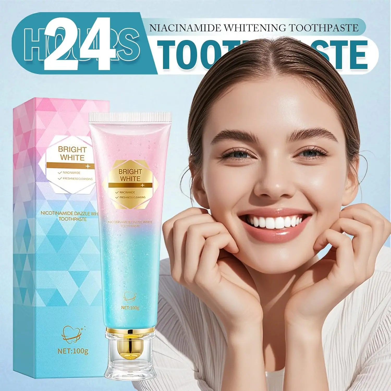 100g Bright White Toothpaste Nicotinamide Remove Coffee Tea Stain Fresh Breath Quickly Foaming Effectively Relieve Tooth Allergy