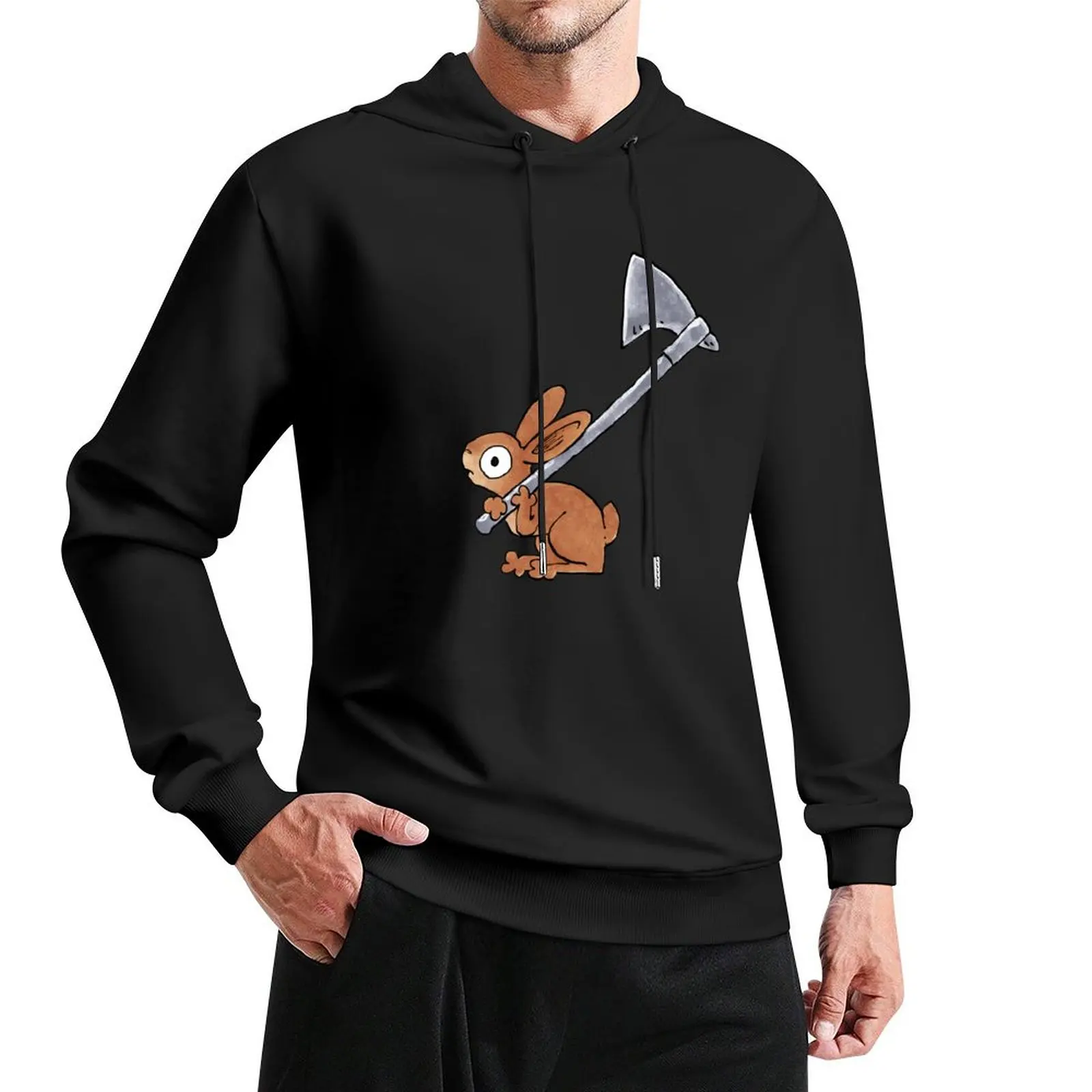 

Axe-wielding Rabbit CREAM version Pullover Hoodie autumn new products winter clothes tracksuit men