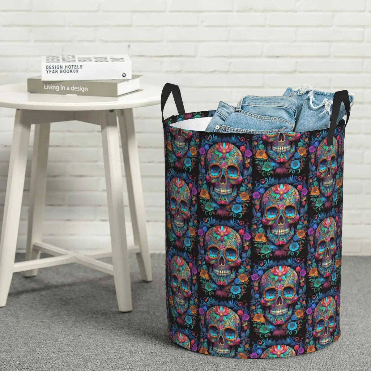 

Складная корзина для белья с мексиканским черепом Calavera, складная корзина для белья, большая корзина для хранения детской стирки, домашний органайзер