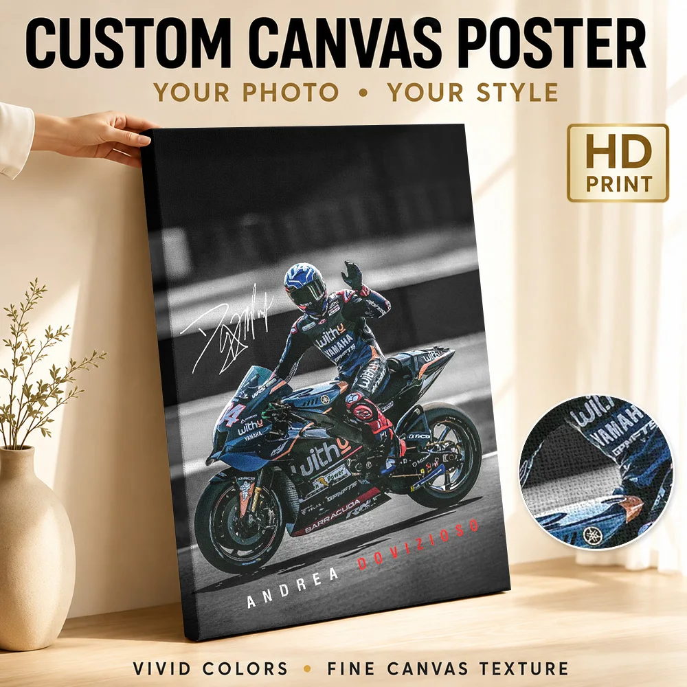 Andrea Dovizioso MotoGP Canvas Poster Personalized Modern Aesthetic Wall Paintings Decoration for Office Hallway Ready to Hang