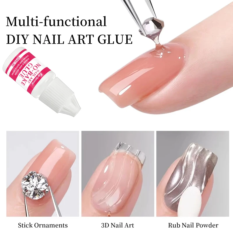 Farienne Nail Glue And Remover Kit Quick Dry Nail Art Adhesive Easy Soak Off For Press On Nails Manicure Set