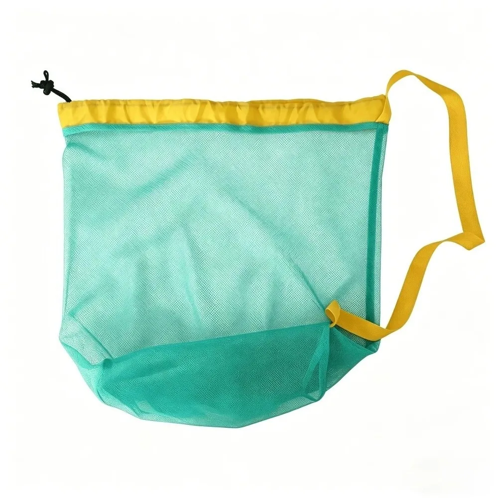 Portable Mesh Beach Bag Quick Dry Breathable Swim Storage Bag Foldable Large Capacity Drawstring Beach Bag Beach Activities