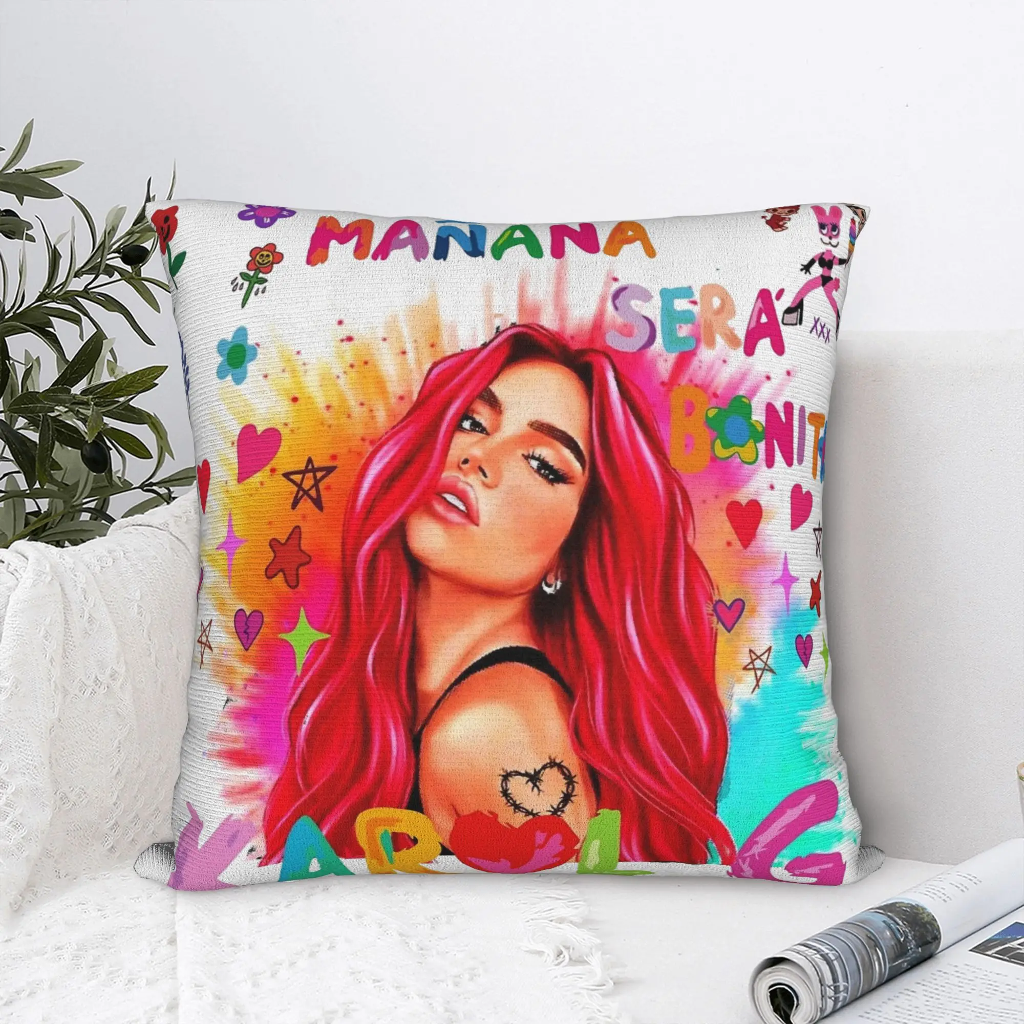 Karol G Bichota Music Singer Pillowcase Printed Polyester Cushion Cover Decoration  Pillow Case Cover Home Zippered 45X45cm