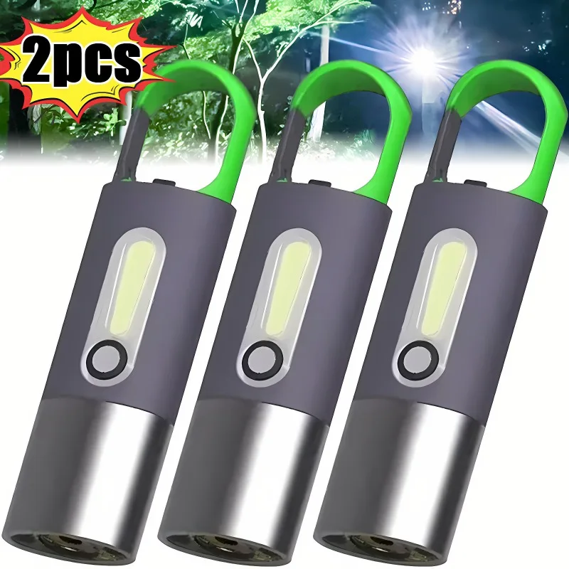 Portable Mini Strong Light Flashlights USB Rechargeable KeyChain Work Light Outdoor Camping LED Flashlight Waterproof Torch Lamp